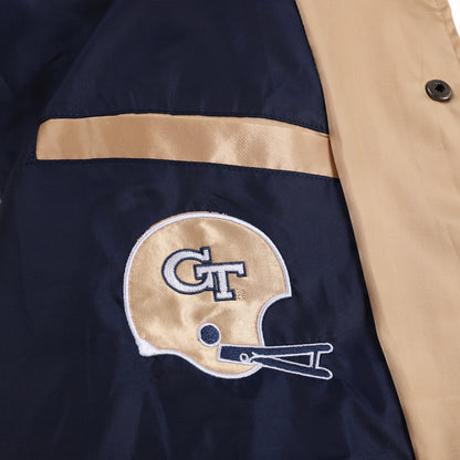Georgia Tech Yellow Jackets Ramblin Wreck Satin Gold Bomber Jacket- Logo View