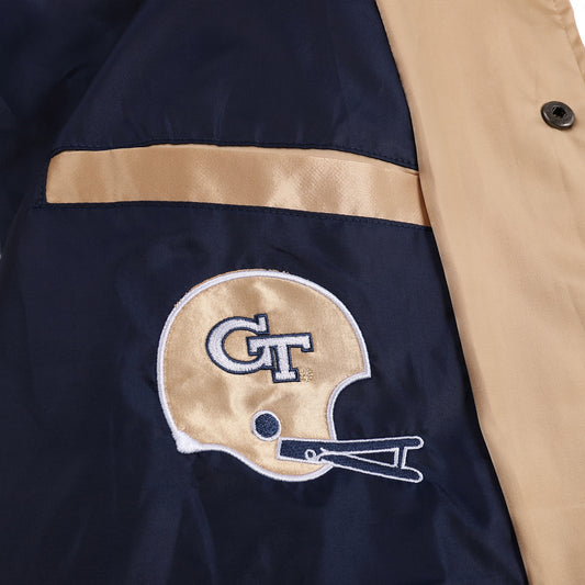 Georgia Tech Yellow Jackets Ramblin Wreck Satin Gold Bomber Jacket- Logo View