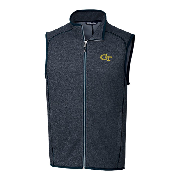 Georgia Tech Yellow Jackets Cutter & Buck Mainsail Sweater-Knit Full Zip Vest - Front View