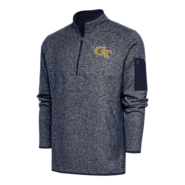 Georgia Tech Yellow Jackets Fortune 1/4 Zip Heather Navy Pullover Jacket - Front View