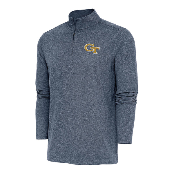 Georgia Tech Yellow Jackets Hunk 1/4 Zip  Heather Navy Pullover Jacket - Front View