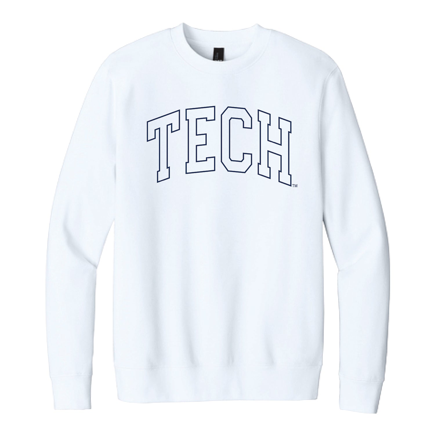 Georgia Tech Yellow Jackets Tech Wordmark Crewneck Sweatshirt In White - Front View
