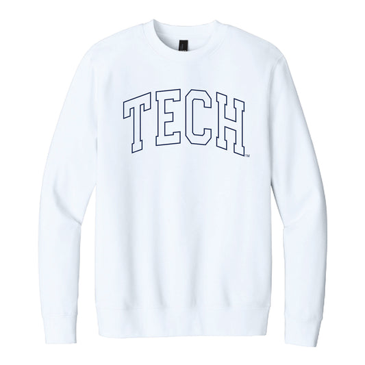 Georgia Tech Yellow Jackets Tech Wordmark Crewneck Sweatshirt In White - Front View
