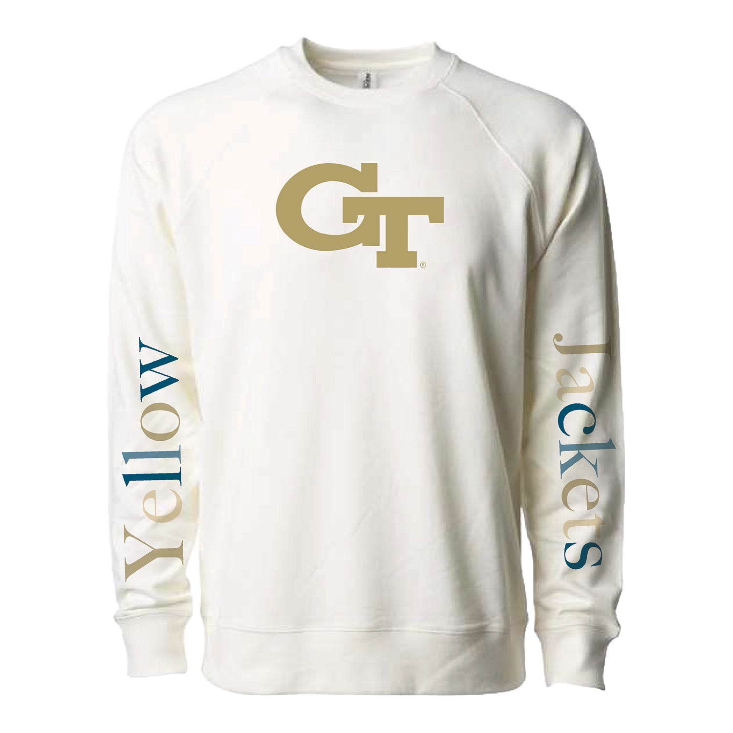 Georgia Tech Yellow Jackets Wordmark Sleeve Crewneck Sweatshirt - Front View