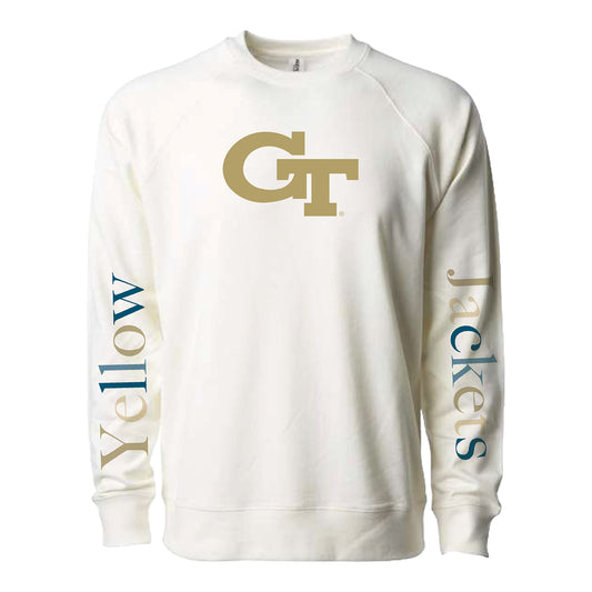 Georgia Tech Yellow Jackets Wordmark Sleeve Crewneck Sweatshirt - Front View