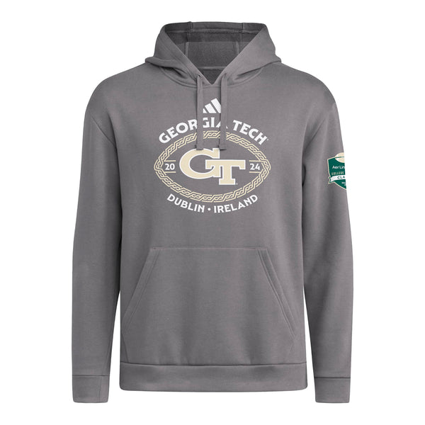 Georgia Tech Yellow Jackets Adidas Ireland Game Grey Hooded Sweatshirt - Front View