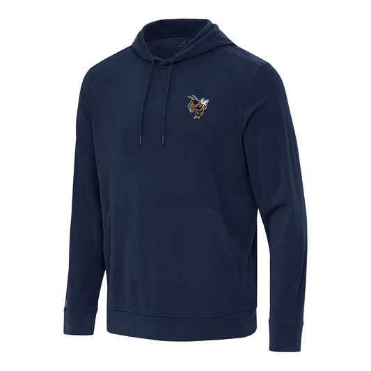 Georgia Tech Yellow Jackets Omni Pullover Script Hoodie In Navy - Front View