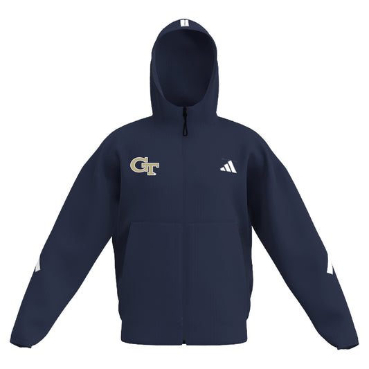 Georgia Tech Yellow Jackets Full Zip Z.N.E. Navy Hooded Sweatshirt In Navy - Front View