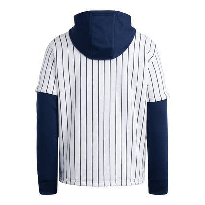 Georgia Tech Yellow Jackerts Adidas Pinstripe Hooded Baseball Jersey In White - Back View