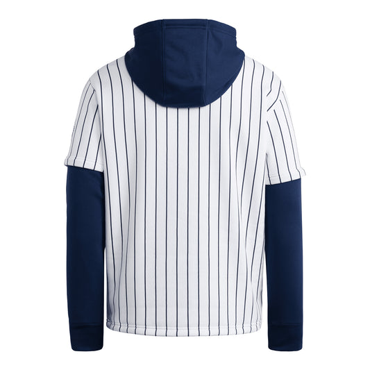 Georgia Tech Yellow Jackerts Adidas Pinstripe Hooded Baseball Jersey In White - Back View