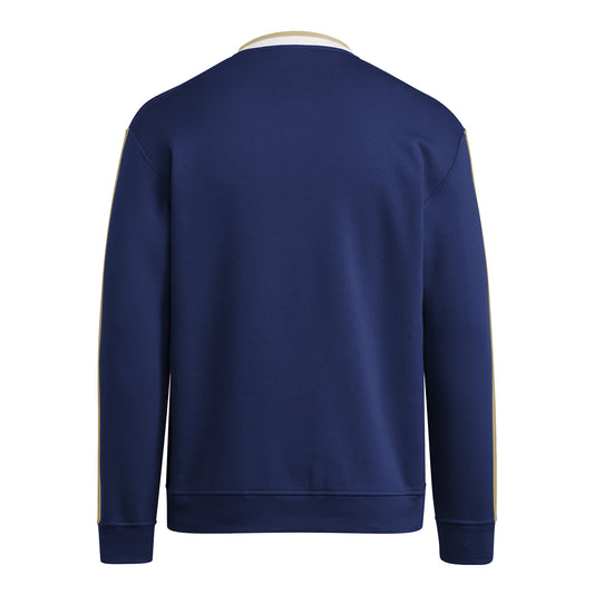 Georgia Tech Yellow Jackets Adidas 3 Stripe Crewneck Sweatshirt In Navy - Back View