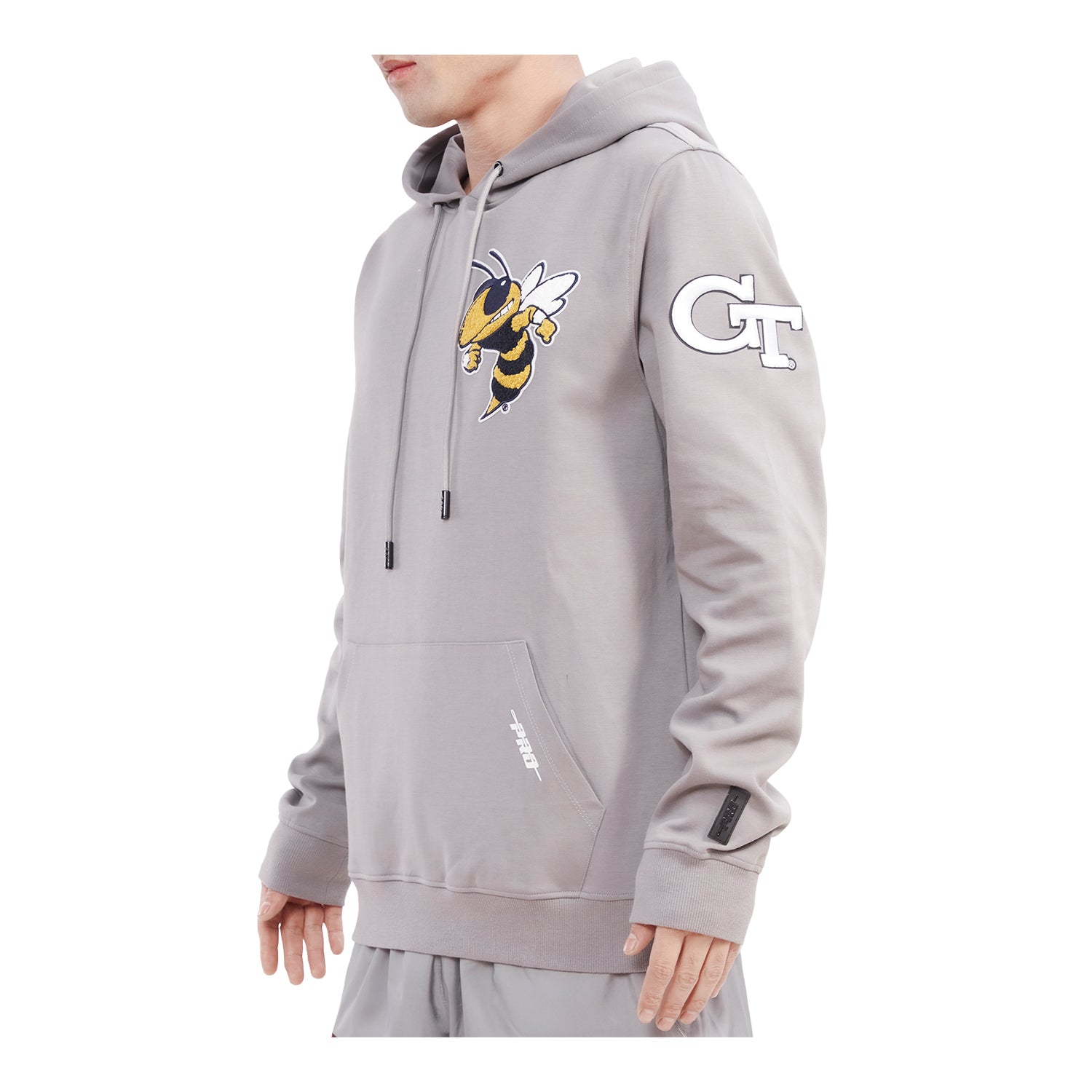 Georgia Tech Yellow Jackets Hooded Buzz Sweatshirt In Grey - Left Side View