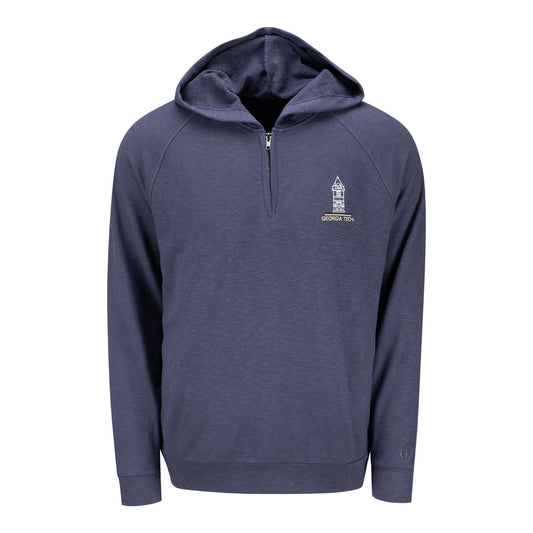 Georgia Tech Yellow Jackets Tech Tower Hooded Sweatshirt In Navy - Front View