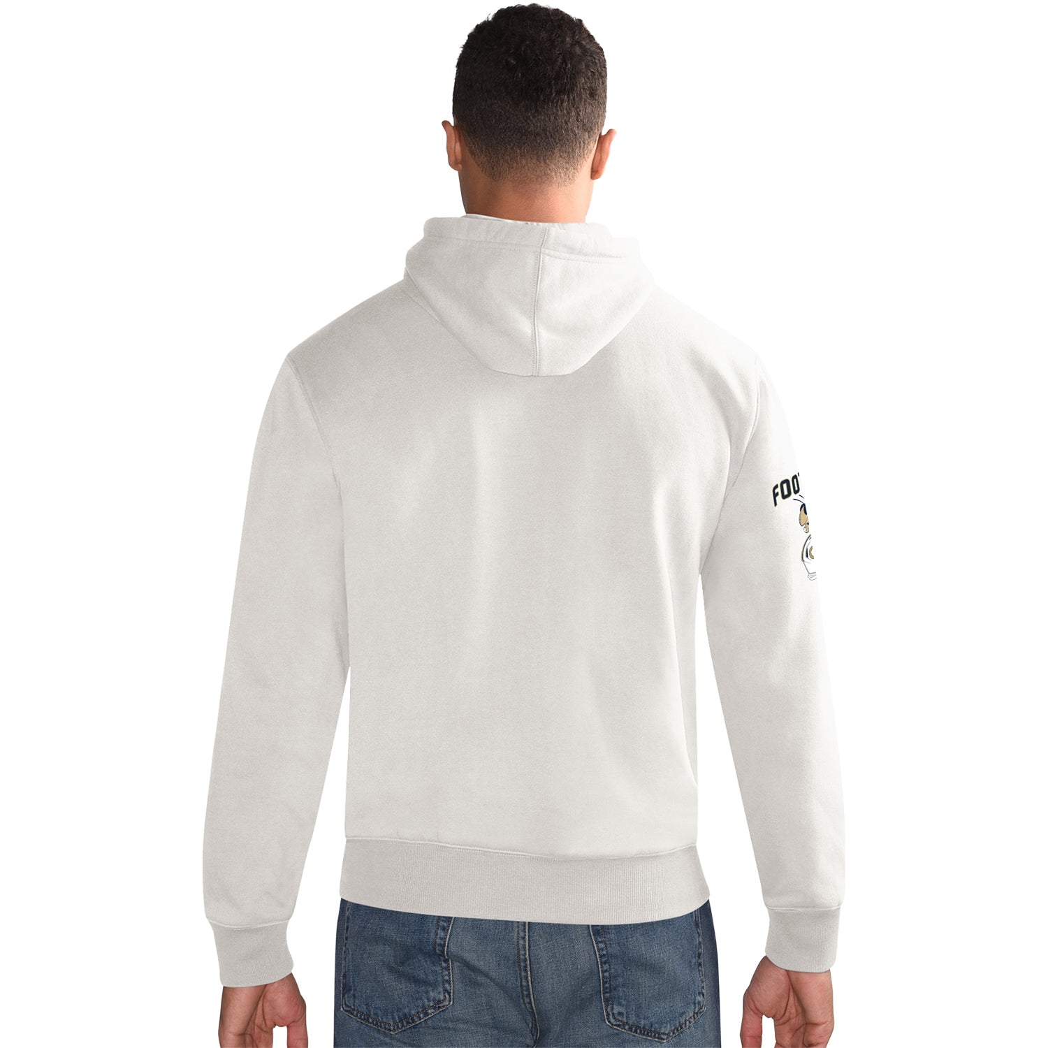 Georgia Tech Yellow Jackets Cream Football Hooded Sweatshirt - Back View