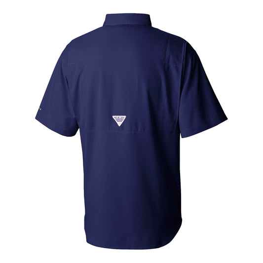 Georgia Tech Yellow Jackets Navy Columbia Tamiami Button-Up Shirt In Navy - Back View