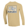 Georgia Tech Yellow Jackets Triple Hit Long Sleeve Gold T-Shirt - In Gold - Back View