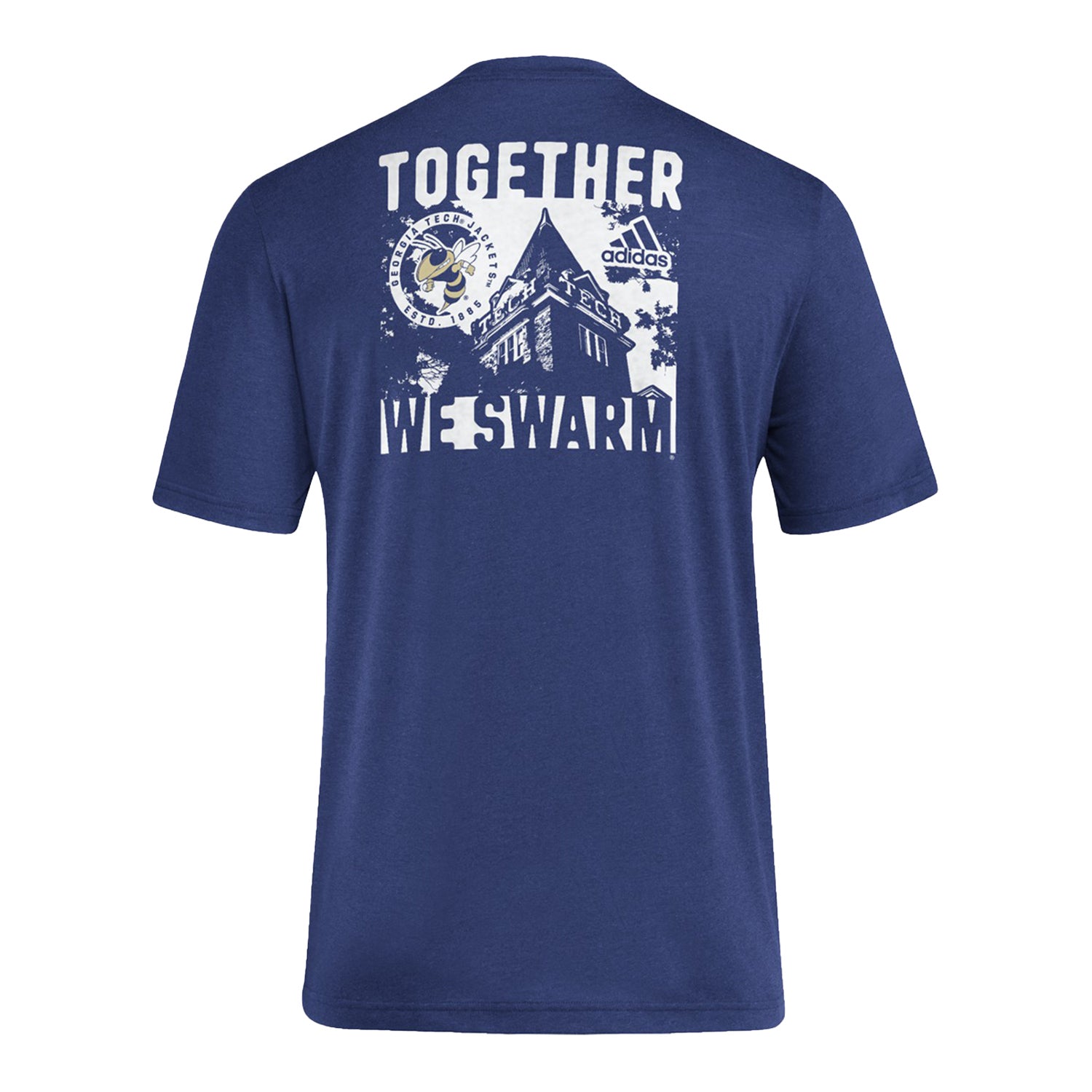 Georgia Tech Yellow Jackets Adidas Home Stack Navy T-Shirt - Back View