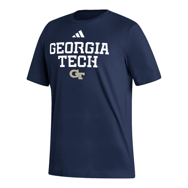 Georgia Tech Yellow Jackets Adidas Pregame Navy T-Shirt - Front View