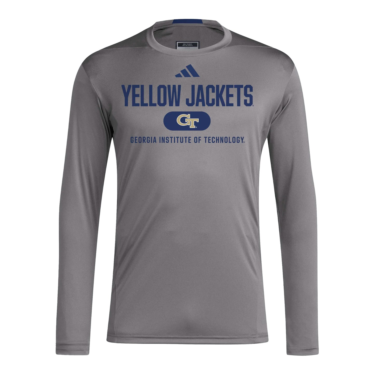 Georgia Tech Yellow Jackets Adidas D4 Training Long Sleeve Grey T-Shirt - Front View