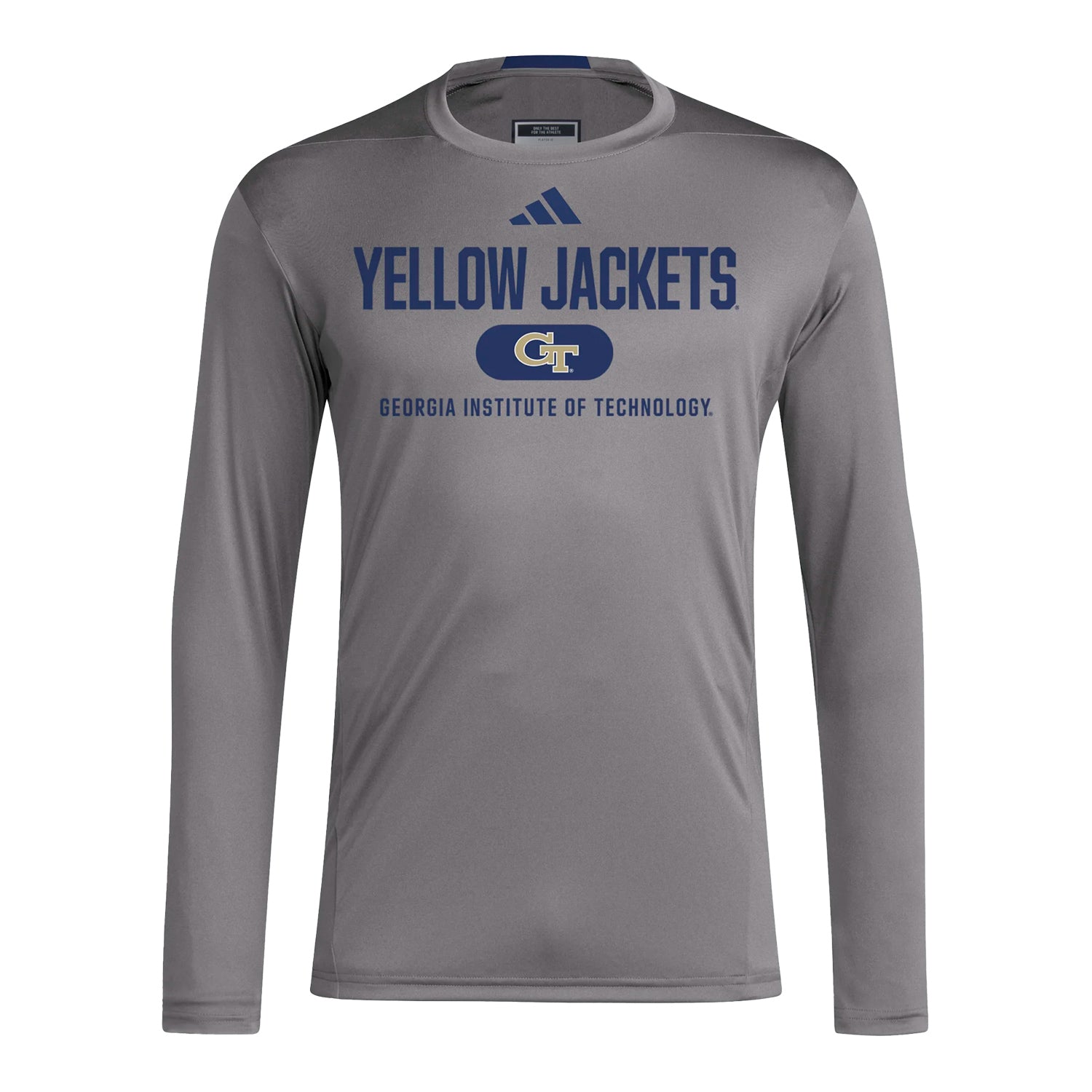 Georgia Tech Yellow Jackets Adidas D4 Training Long Sleeve Grey T-Shirt - Front View