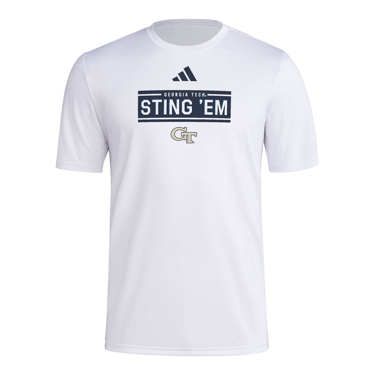 Georgia Tech Yellow Jackets Sting 'Em White T-Shirt In White - Front View