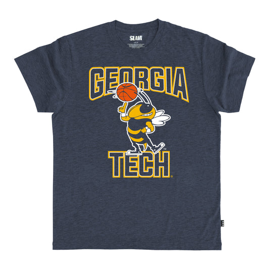 Georgia Tech Yellow Jackets Buzz Basketball T-Shirt In Grey - Front View