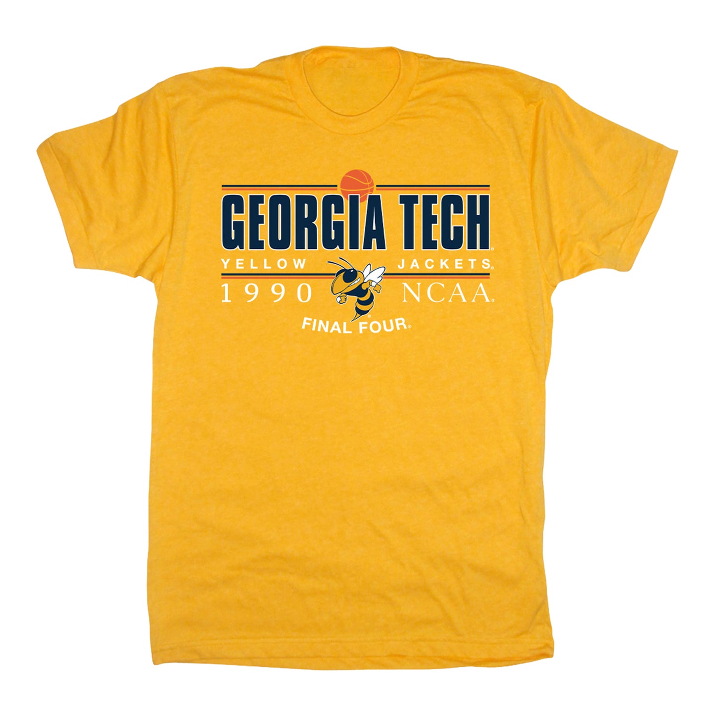 Georgia Tech Yellow Jackets 1990 Final Four Commemorative Yellow T-Shirt - Front View