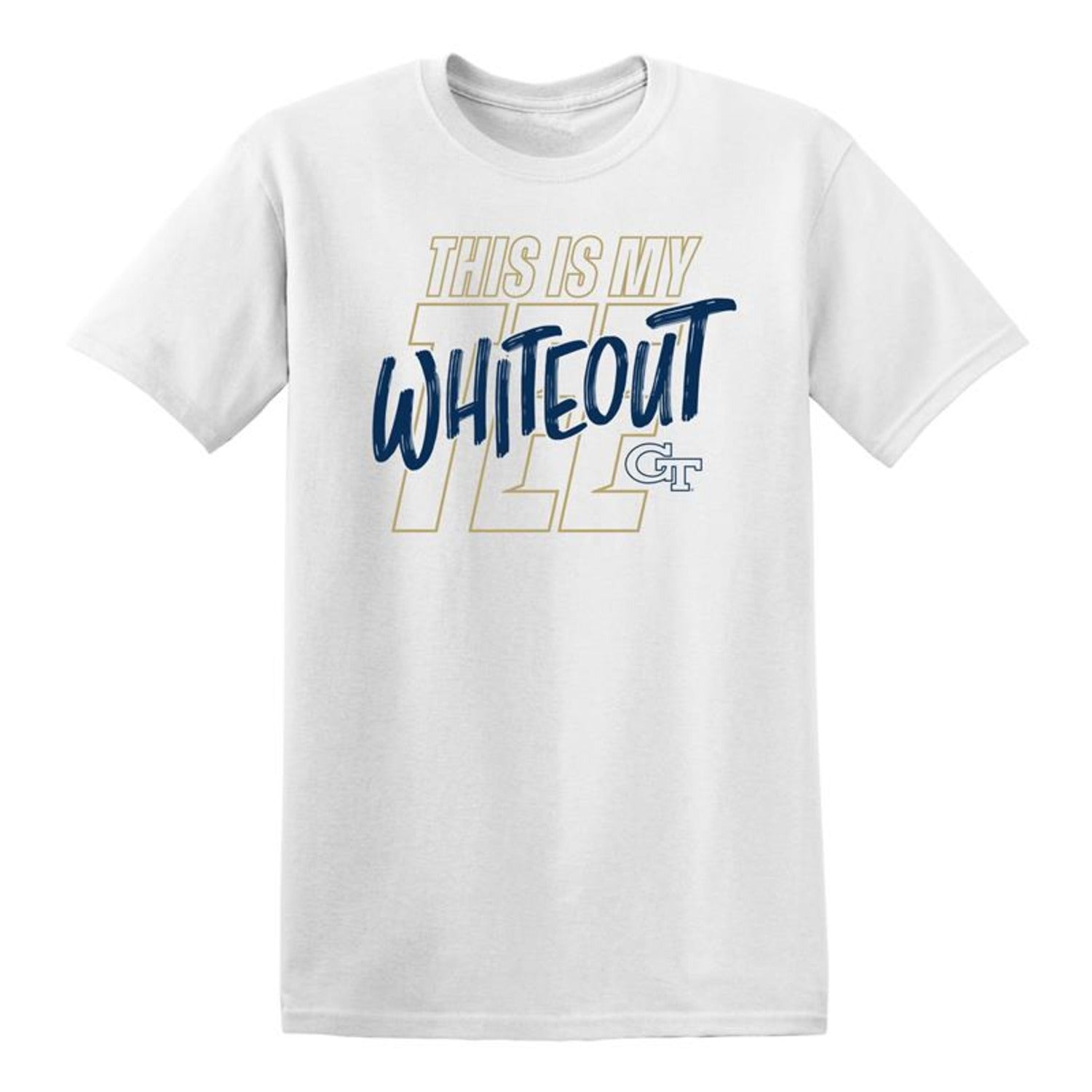 Georgia Tech Yellow Jackets Football White Out Game T-Shirt In White - Front View