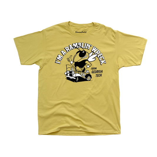 Georgia Tech Yellow Jackets Gold Ramblin Wreck T-Shirt In Gold - Front View