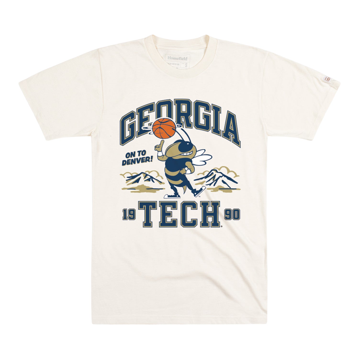Georgia Tech Yellow Jackets 1990 Short Sleeve Tee In White - Front View