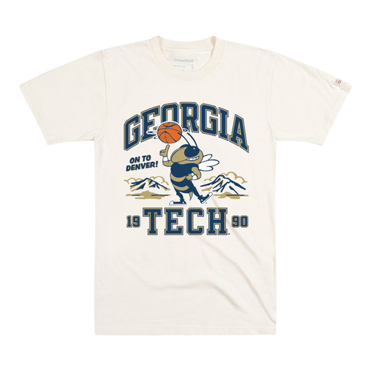 Georgia Tech Yellow Jackets 1990 Short Sleeve Tee In White - Front View