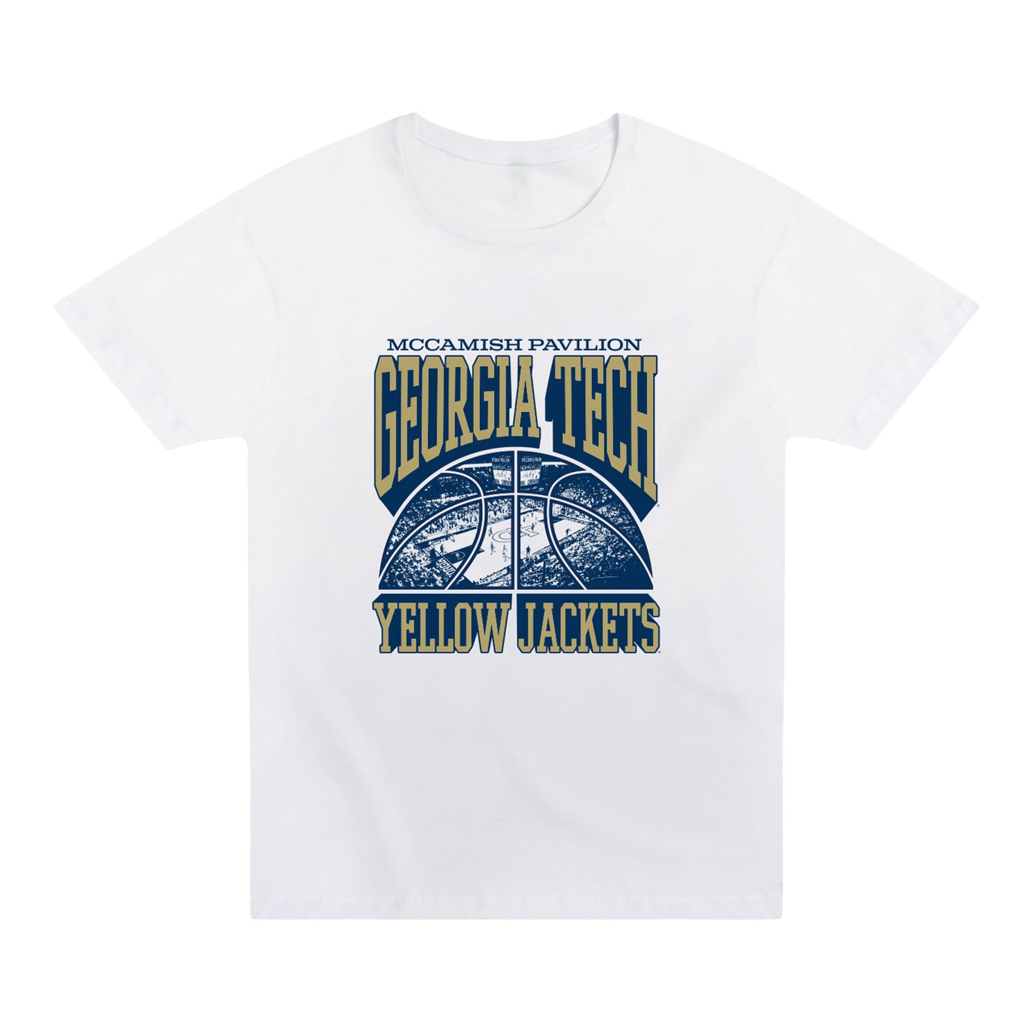 Georgia Tech Yellow Jackets Basketball McCamish Pavilion Tee In White - Front View