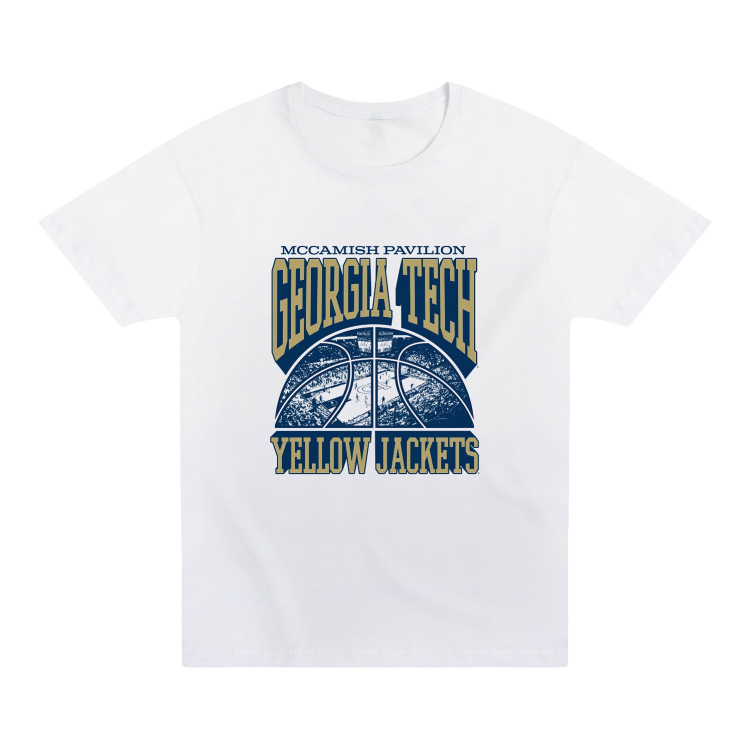 Georgia Tech Yellow Jackets Basketball McCamish Pavilion Tee In White - Front View