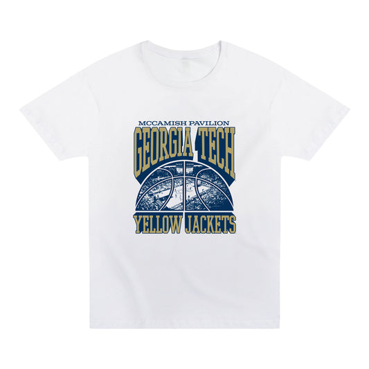 Georgia Tech Yellow Jackets Basketball McCamish Pavilion Tee In White - Front View