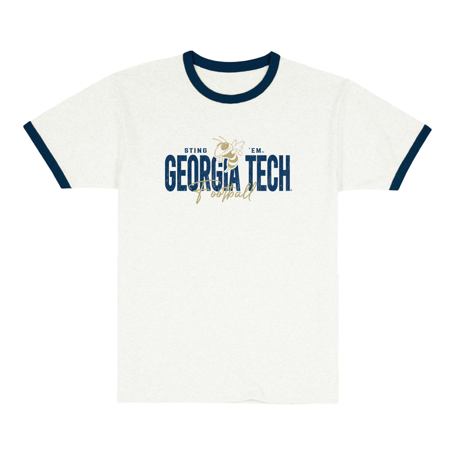 Georgia Tech Yellow Jackets Football Ringer Tee In White - Front View