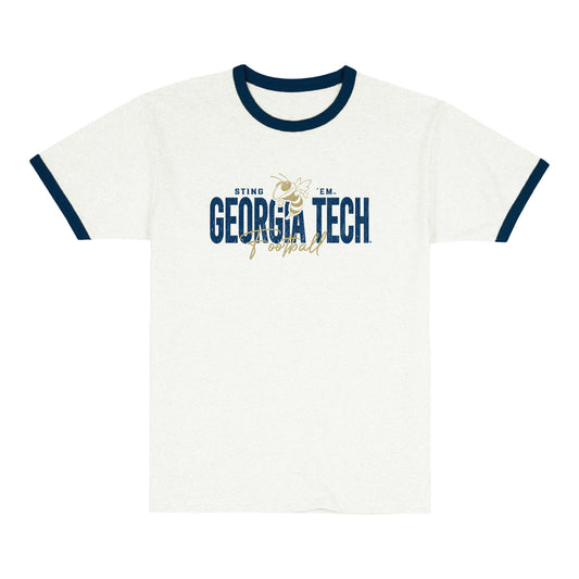 Georgia Tech Yellow Jackets Football Ringer Tee In White - Front View