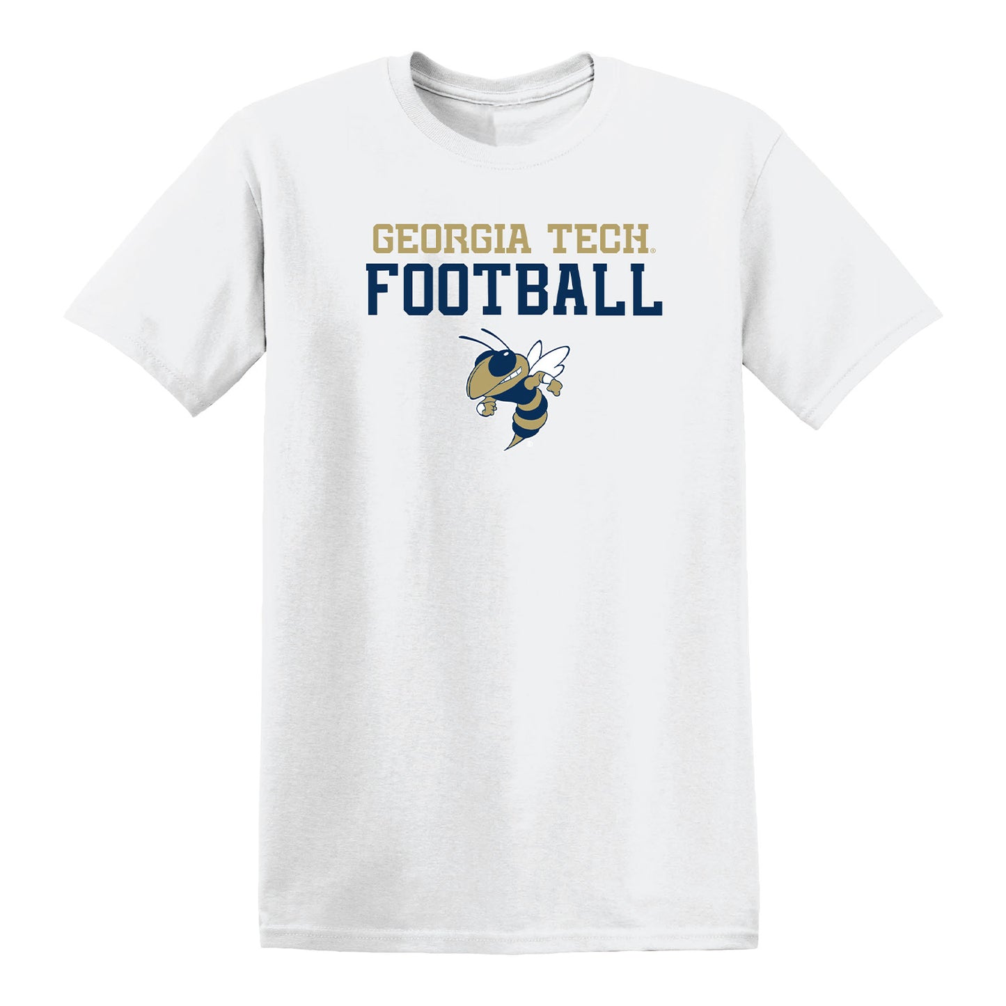 Georgia Tech Yellow Jackets Football Buzz Logo T-Shirt In White - Front View