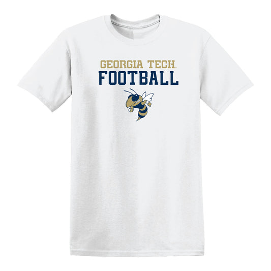 Georgia Tech Yellow Jackets Football Buzz Logo T-Shirt In White - Front View