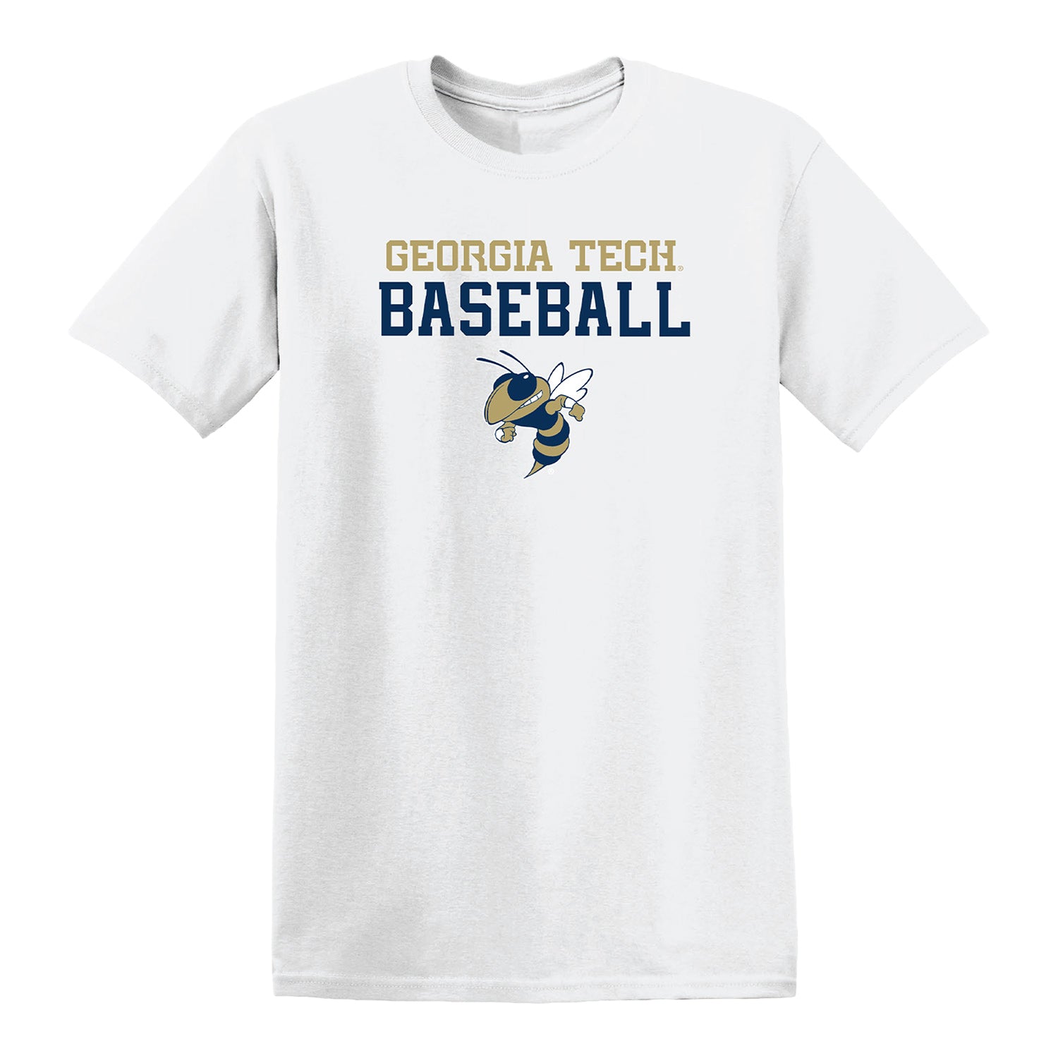 Georgia Tech Yellow Jackets Baseball Buzz Logo T-Shirt In White - Front View