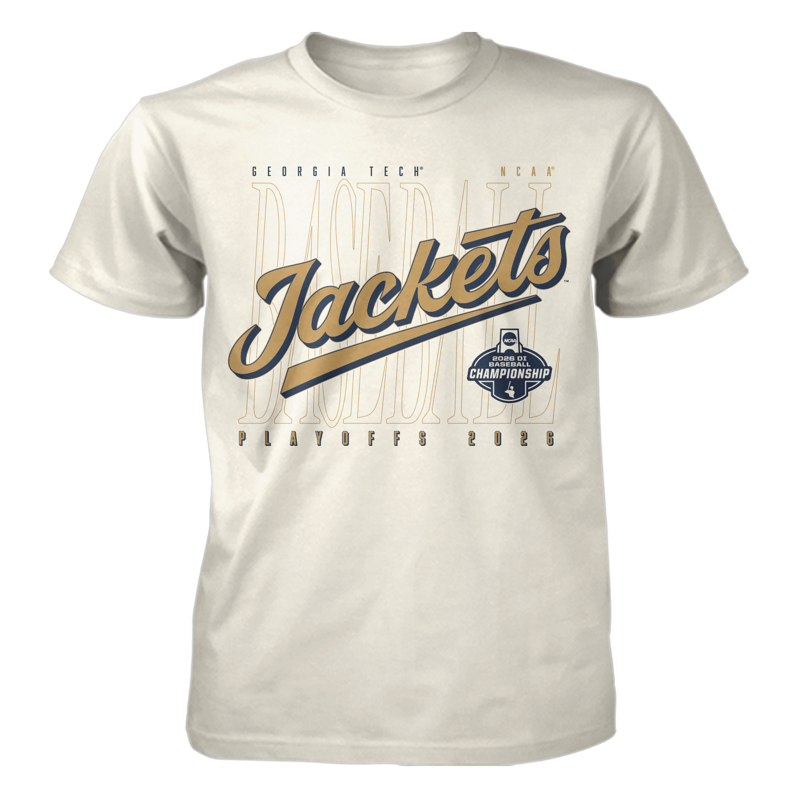 Georgia Tech Yellow Jackets Baseball Atlanta Regional Script Tee - Front View