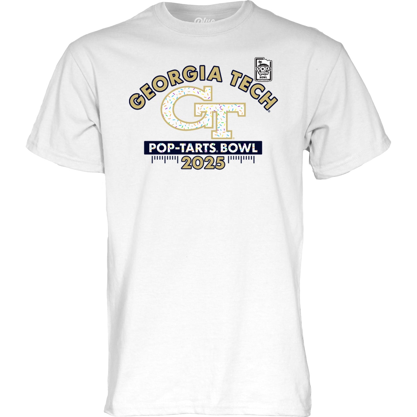 Georgia Tech Yellow Jackets 2025 Pop-Tarts Bowl Sprinkle Logo Tee In White - Front View