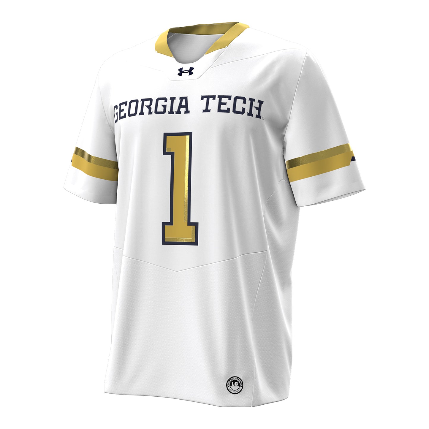 Georgia Tech Under Armour #1 White Replica Football Jersey - Front View