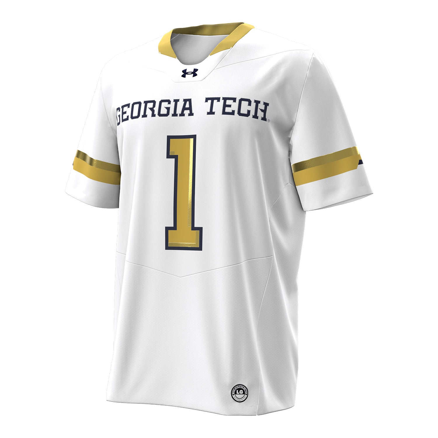 Georgia Tech Under Armour #1 White Replica Football Jersey - Front View