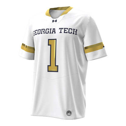 Georgia Tech Under Armour #1 White Replica Football Jersey - Front View