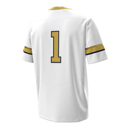 Georgia Tech Under Armour #1 White Replica Football Jersey - Back View