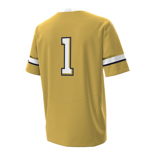 Georgia Tech Under Armour #1 Gold Twill Football Jersey - Back View