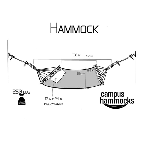 Georgia Tech Yellow Jackets Interlock Logo Hammock - Measurements View