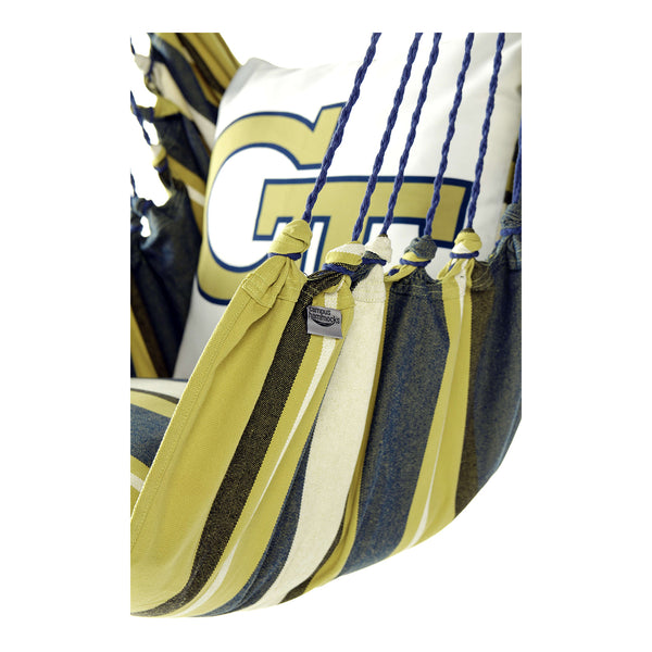 Georgia Tech Yellow Jackets Interlock Logo Hanging Chair Swing - Up Close Detail View