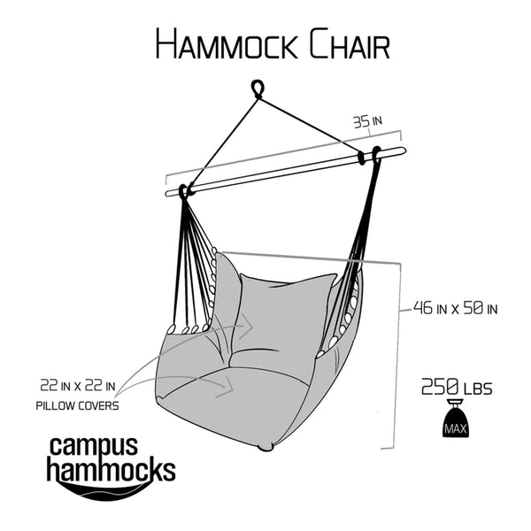 Georgia Tech Yellow Jackets Interlock Logo Hanging Chair Swing - Measurement Detail View