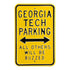 Georgia Tech Yellow Jackets Steel Parking Sign - In Gold - Front View